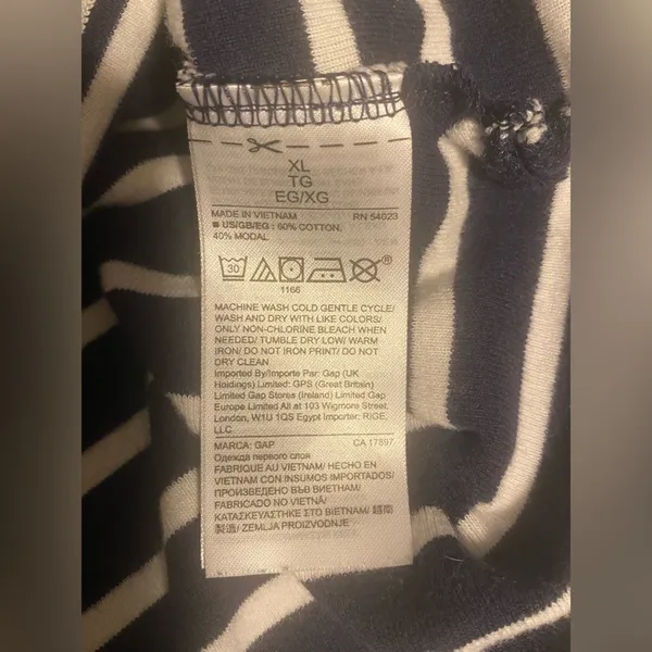 Gap Blue/White Favorite Stripe Long Sleeve Button-Shoulder T-Shirt - Image 6