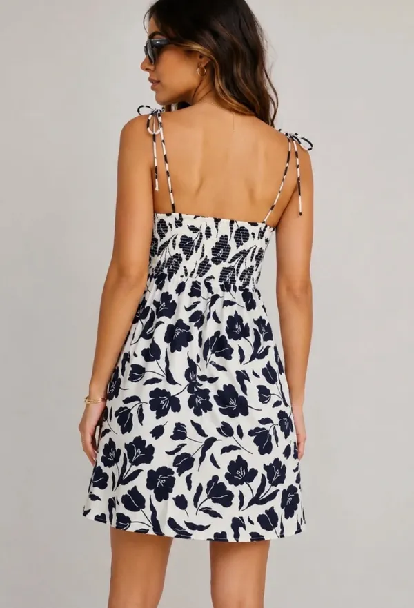 Old Navy Linen Blend Floral Mini Dress Tie Strap Sundress - Image 2
