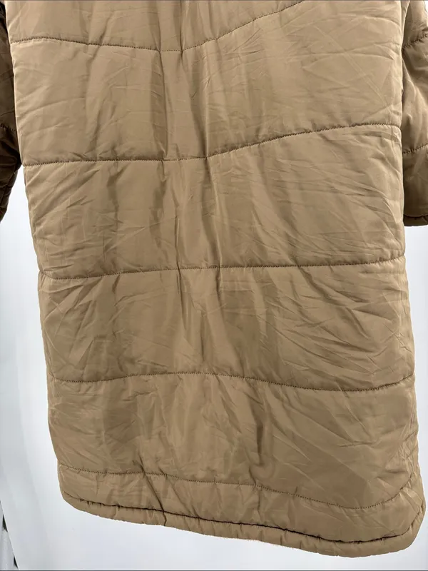 PRETTYGARDEN Women's Lightweight faux Sherpa lined knee length Puffer Coat Tan S outdoor - Image 3