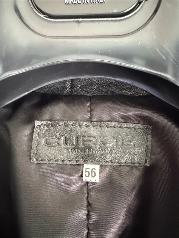 Italian Black Leather Zip-Front Bomber Jacket by CURGÉ EU Size 56 US 3XL - Image 2