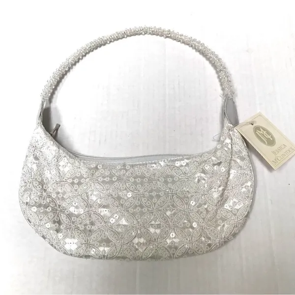 ‎Vintage Y2K Jessica McClintock white beaded sequined embroidered mini bag - Image 2