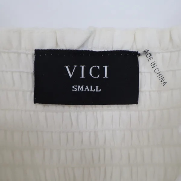 VICI Cream White Ruffle Tie Front Smocked Peplum Camisole Top Small - Image 2