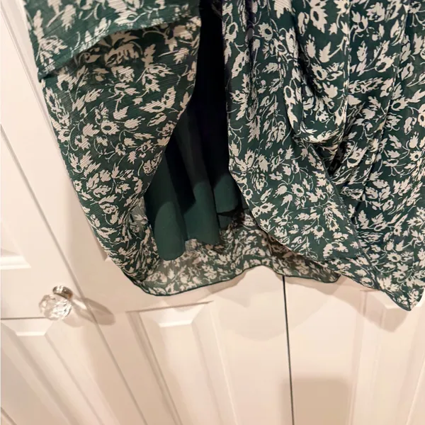 Madewell Green Floral Midi Dress | Size XS |‎ Long Sleeve - Image 8