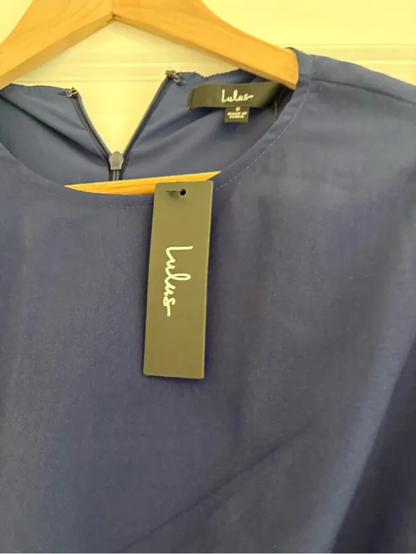 Lulu's Navy Long-Sleeve Draped Dress - Image 4