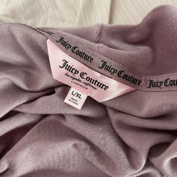 Y2K Juicy Couture L Velvet Pink Velour Rhinestone Logo Robe Loungewear‎ coquette - Image 4