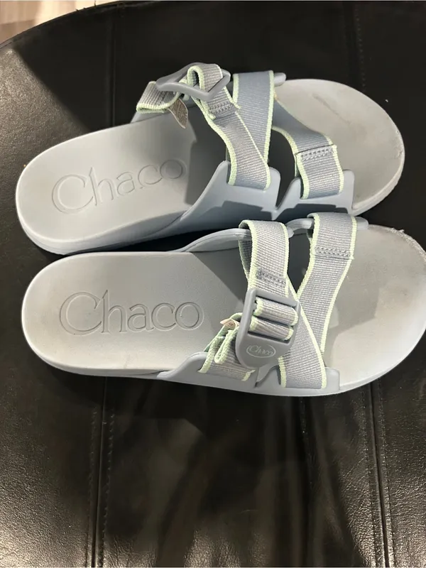 Chacos Women Pale Blue Slide Sandals with Mint Trim - Image 5