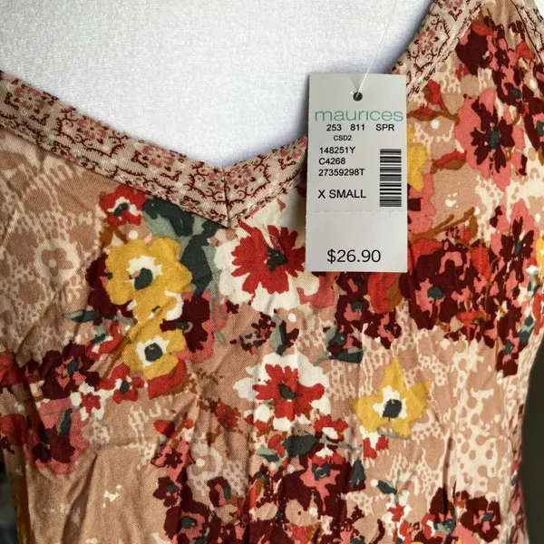 Maurice's NWT Babydoll Tank Top Size‎ XS Women's Floral Sleeveless Y2K Romantic Whimsical - Image 5