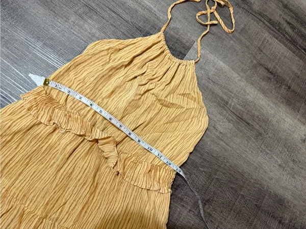 LULUS Downright Darling Mustard Yellow Ruffled Halter Mini Dress - Image 7