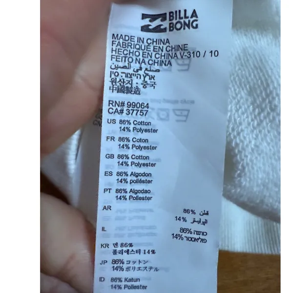 Billabong Womens Quarter Zip Hoodie White Graphic Nothing But Waves Surf S‎ - Image 5