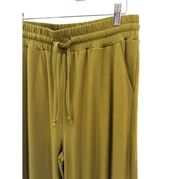 Sarin Mathews Green Wide Leg Pants L Drawstring Lounge Sweatpants Pockets NWT - Image 2