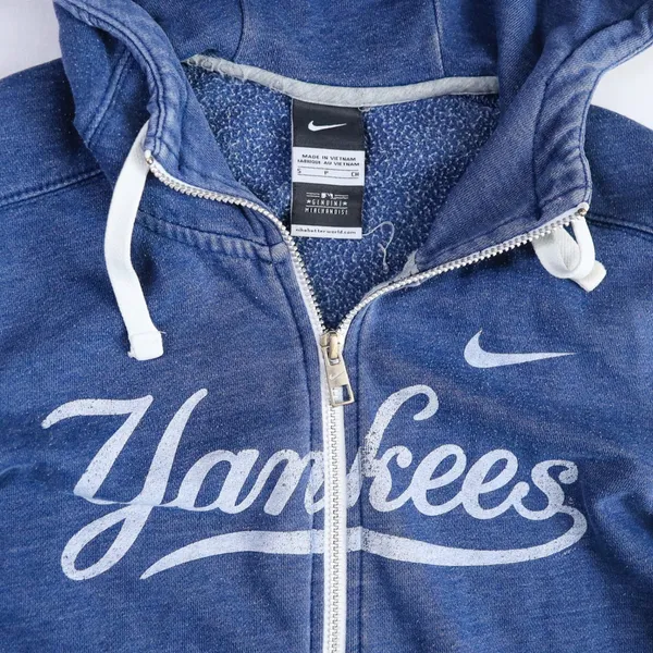 Nike New York Yankees Hoodie Women Small Blue Full Zip MLB Script Faded - Image 7