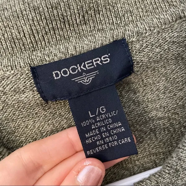 Dockers Grandpa Knit Sweater Academic Nerd Preppy Mature Fall‎ Top Women Large - Image 5