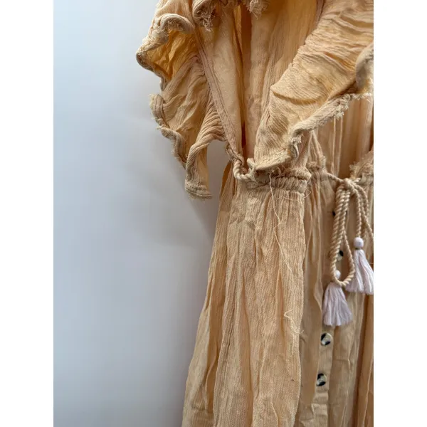 Free People Will‎ Wait For You Dress Women's Medium Natural Boho Ruffle Festival - Image 8
