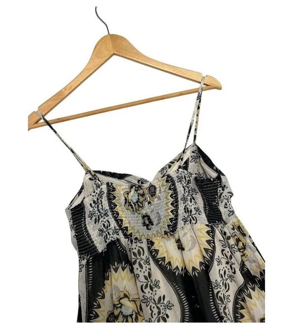 Free People Dress Womens Small Black Yellow Floral Babydoll Chiffon Festival - Image 9