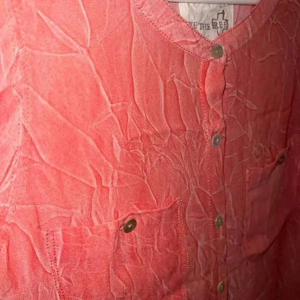 Free People We the Free Viscose Dark Coral Gauze Blouse size M Orange top - Image 7