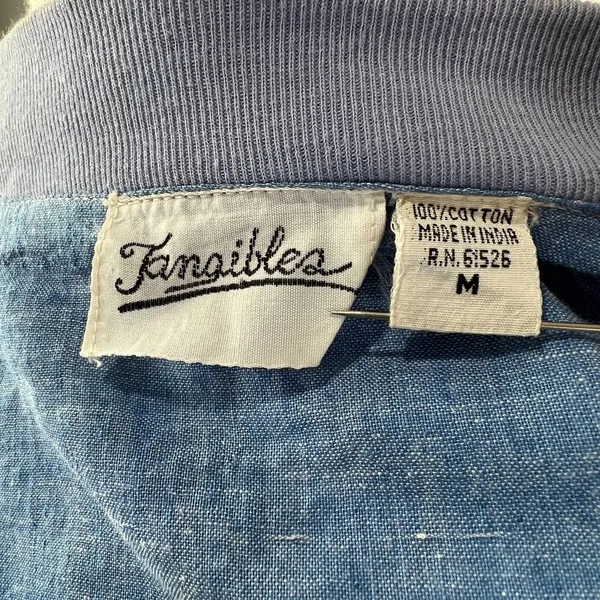 Patchwork Bomber Jacket by Tangibles Blue Cotton Florals Gingham Size M - Image 3