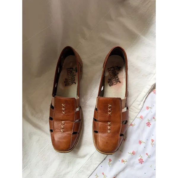 Rieker Antistress Women's Brown Leather Slip‎ On Comfort Shoes Size 41 - Image 2