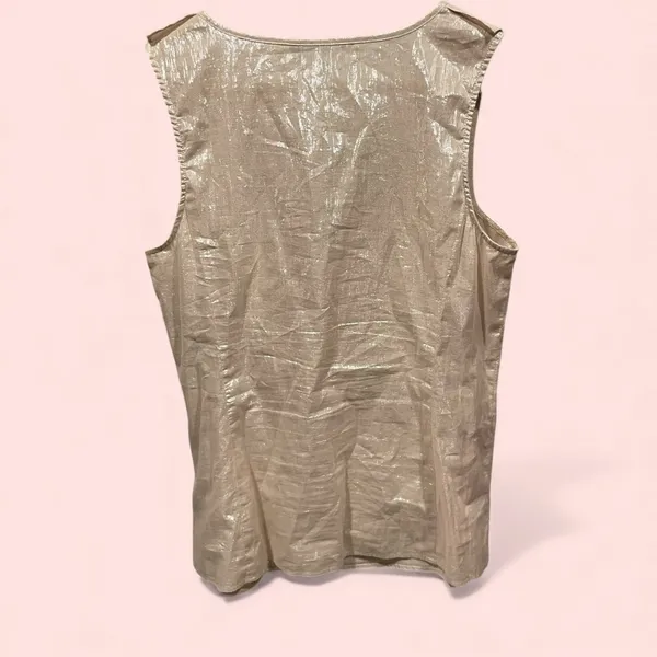 Cute Express pink blush shimmer ruffle collar sleeveless scoop neck flowy top - Image 3