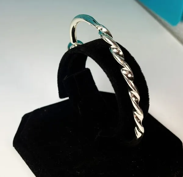 Silver Tone Twisted Cuff Bangle - Image 3