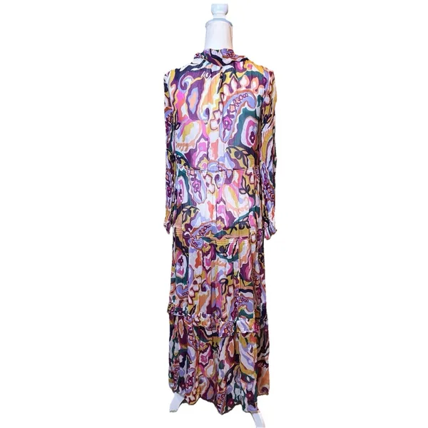 Anthropologie The Marais Printed Chiffon Maxi Dress‎ XS Boho Tiered Ruffle - Image 3