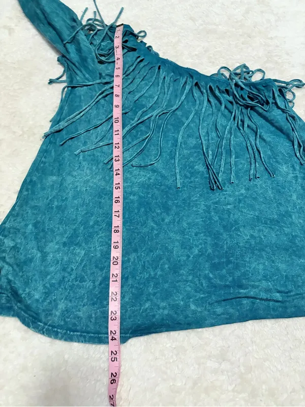 Gabriel clothing co small turquoise fringe one shoulder top - Image 6