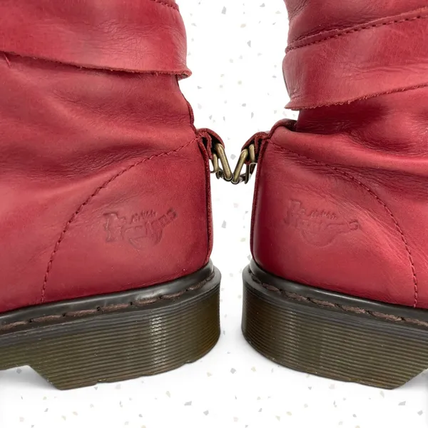 Dr. Martens Triumph Boots Red Oxblood Leather Pirate Fold Down Floral Boots US 9 - Image 10