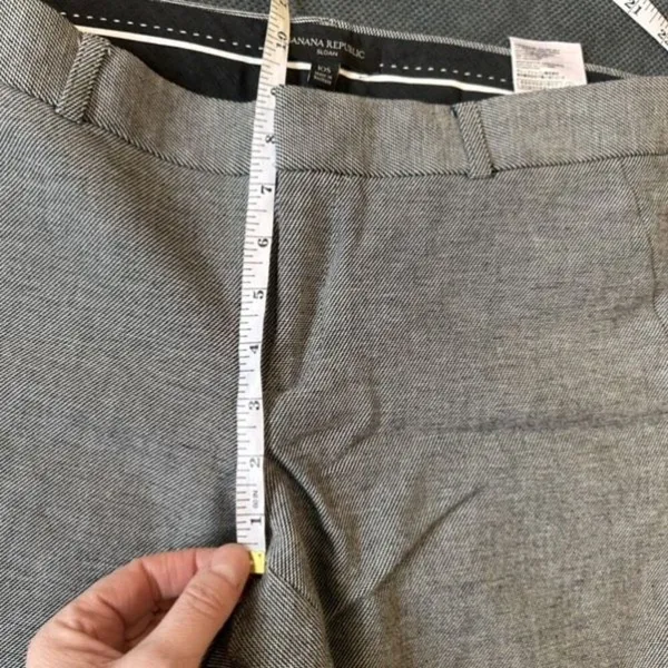 Banana Republic Sexy‎ Sloan Trouser Pants Black White Size 10 Short MicroPrint - Image 12
