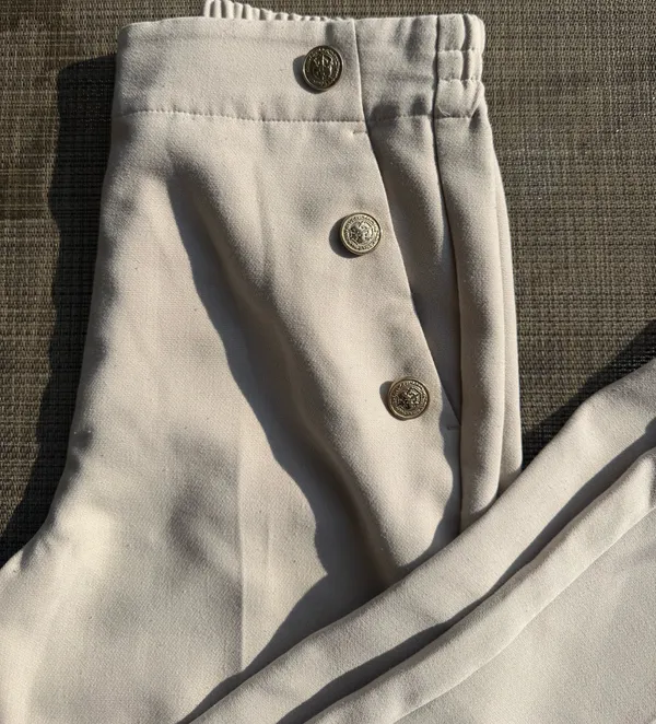 Zara Cream Dress Pants with Decorative Gold Buttons - Image 2
