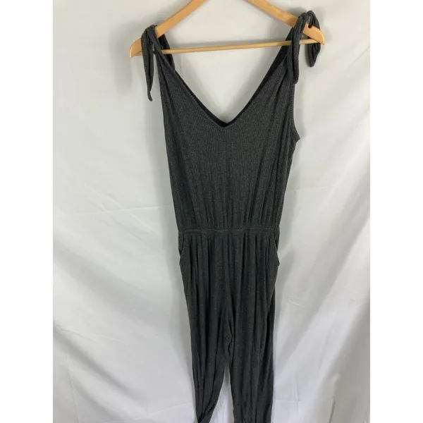 Lulus Belmore Heathered Charcoal Grey Ribbed Sleeveless Jumpsuit Size Medium - Image 5