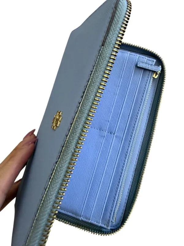 TORY BURCH Periwinkle Leather Zip Clutch Wallet - Image 2