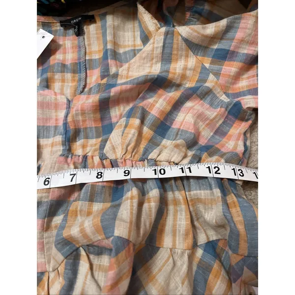 Anthropologie Drew Babydoll Dress S Plaid Prairie Cottagecore Cotton Boho Barn - Image 9