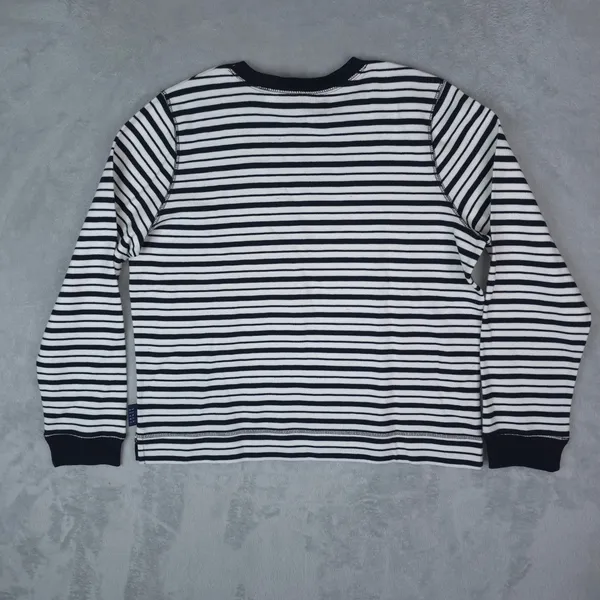 Crazy Horse Striped Waffle Knit Thermal Shirt Women Medium Navy Blue White - Image 3