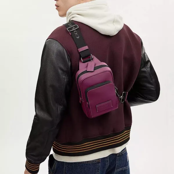 Black Antique NickelDeep Berry Track Pack Calf Leather Crossbody - Image 3
