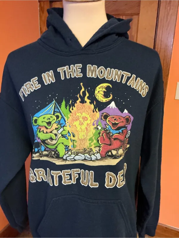 Grateful Dead Fire on the Mountain Dancing Bears Hoodie Medium Navy - Image 7