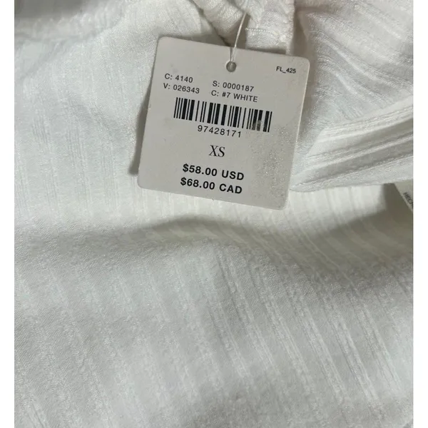 Anthropologie Ribbed Bow Knit Tank Top White Cropped Sz XS NEW Boho Beach Staple - Image 6
