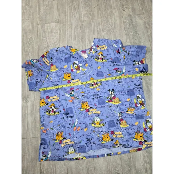 Disney Halloween Scrub Top in Lavender 2X Mickey Mouse - Image 5