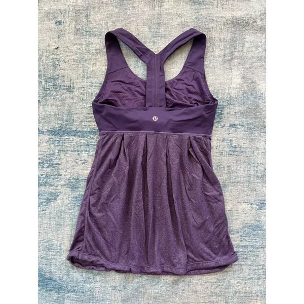 Lululemon Heathered Concord Grape Purple Power Dance Athletic Tank Top Size 4 - Image 6