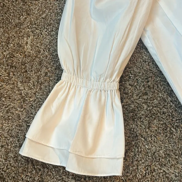 Liv & Laf Women’s White Hobo Peasant 3/4 Sleeve Dress XS - Image 2