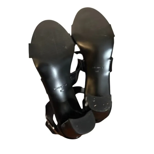 Nine West Black Patent Leather Block‎ Heel Sandals - Size 9M - Image 4