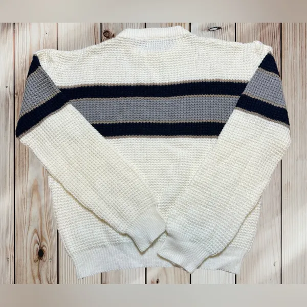 Vintage Striped White And Blue Women’s Sweater by‎ Repage Large - Image 2