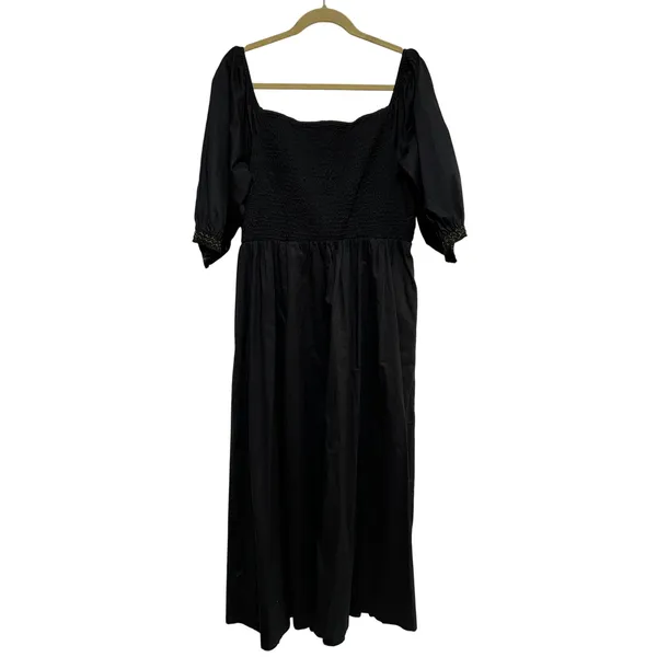 Old Navy Fit & Flare Off-the-Shoulder Cotton-Poplin Smocked Maxi Dress Size XL - Image 5