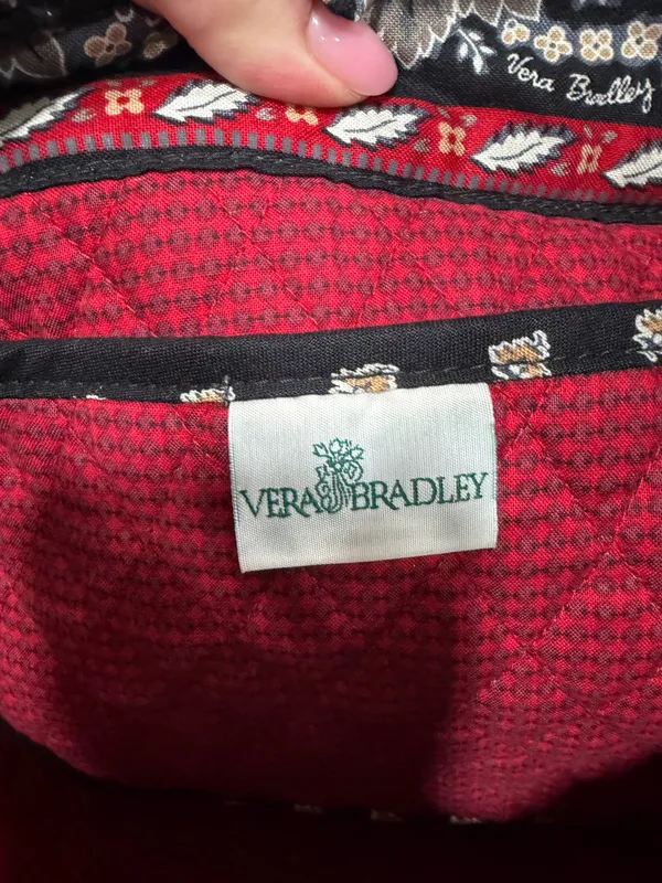 Vera Bradley Quilted Tote Bag Black Floral Print Shoulder Bag Large Cotton - Image 7