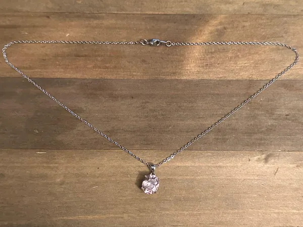 Pink CZ Pendant Necklace - Image 2