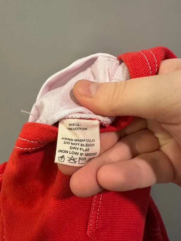 Peach Love Button-Down Red Denim Romper - Image 6
