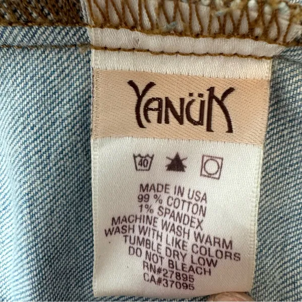 Yanuk Distressed 6 Pocket Distressed Denim Blue Jean Jacket Y2K size Small‎ - Image 5