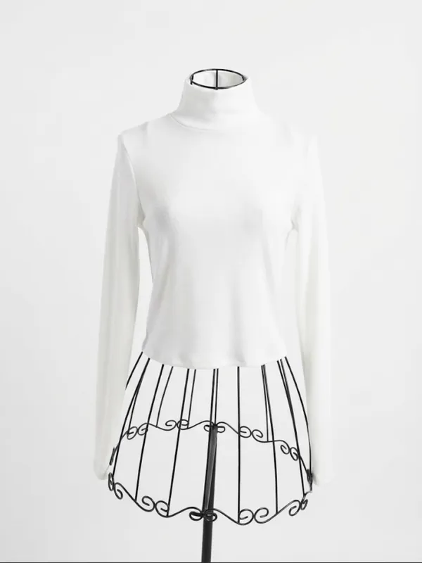 Reformation Cream Long-Sleeve Mock Neck Top - Image 2