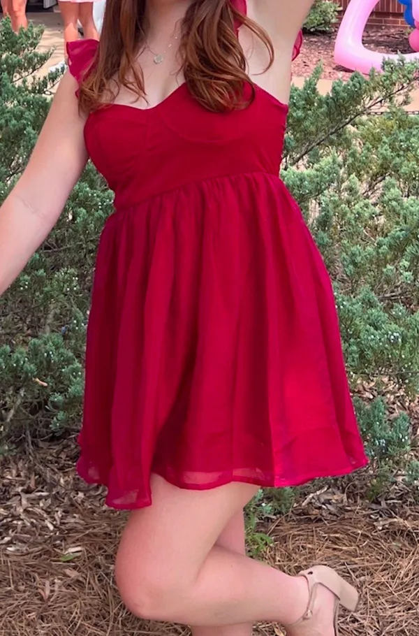 Boutique Red Dress Red Mini Dress - Image 2