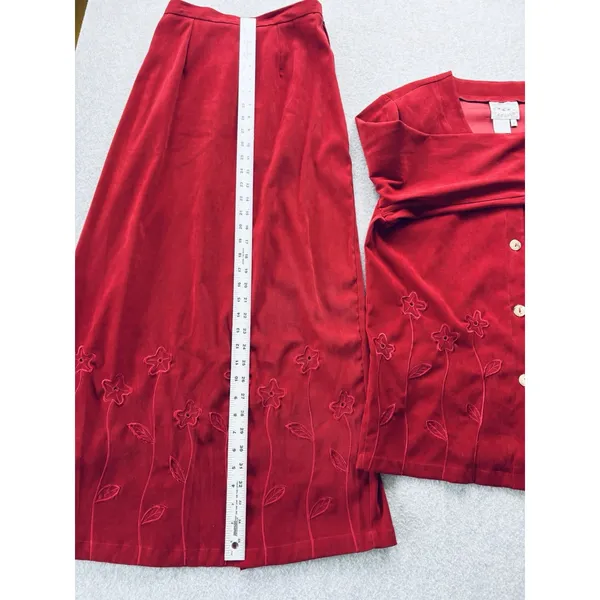 Vintage Country Wear Casuals 2 Piece Suit Dress Red Cottagecore Womens Small - Image 11