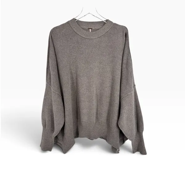 Free People Easy Street sweater women's M crew slouchy oversized rib knit tunic - Image 4