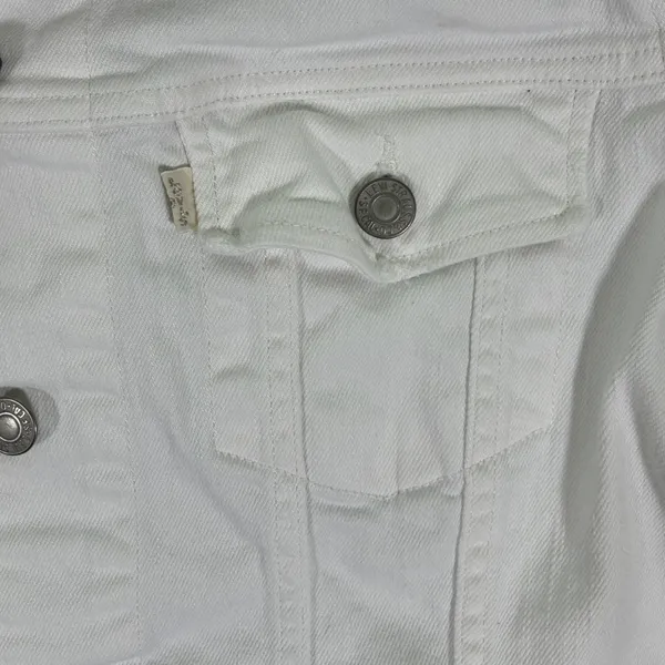 Levis Womens White Denim Trucker Jacket Large Stretch Cotton 77306-0004 - Image 3